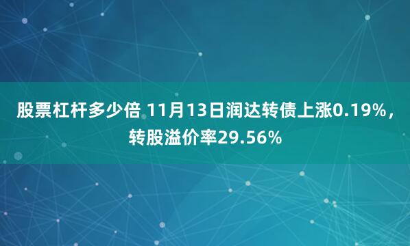 股票杠杆多少倍 11月13日润达转债上涨0.19%，转股溢价率29.56%