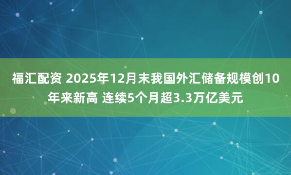 福汇配资 2025年12月末我国外汇储备规模创10年来新高 连续5个月超3.3万亿美元